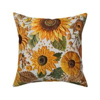 Sunflower Floral Embroidery Rotated - XL Scale