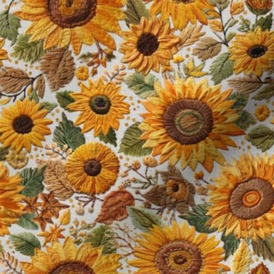 Sunflower Floral Embroidery - Medium Scale