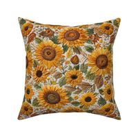 Sunflower Floral Embroidery - Large Scale