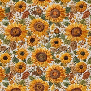 Sunflower Floral Embroidery - Large Scale