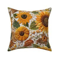 Sunflower Floral Embroidery - XL Scale