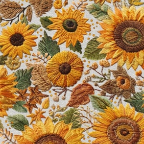 Sunflower Floral Embroidery - XL Scale