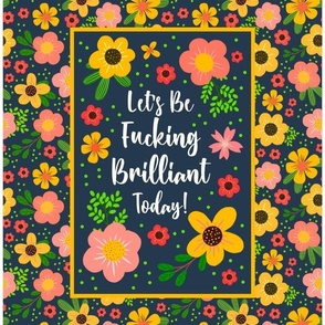 14x18 Panel Let's Be Fucking Brilliant Today Motivational Sweary Humor on Navy for DIY Garden Flag Small Wall Hanging or Hand Towel