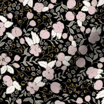 In the Quiet - Black and Pink Floral