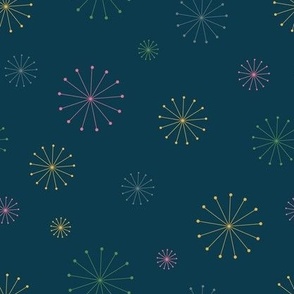 Celebrate Fireworks Atomic Bursting Stars Night Celebration Fireworks Colorful Cream Linen Kitchen   RGB