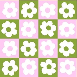 pink green flower check