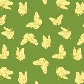 Butterfly Dance_Yellow on Green_SMALL_4x4.9
