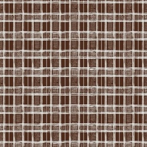 Hand-Drawn Plaid in Off White and Chocolate Brown (MEDIUM) B23014R01A