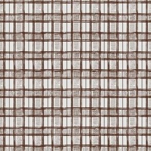 Hand-Drawn Plaid in Off White and Chocolate Brown (MEDIUM) B23014R01B