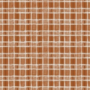 Hand-Drawn Plaid in Russet Red, Off White, and Chocolate Brown (MEDIUM) B23014R02A