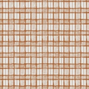 Hand-Drawn Plaid in Russet Red and Off White (MEDIUM) B23014R02B