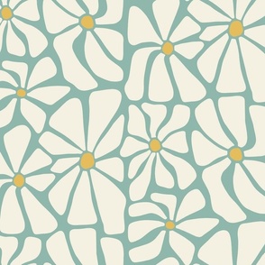 Groovy Florals - Robin's Egg Blue