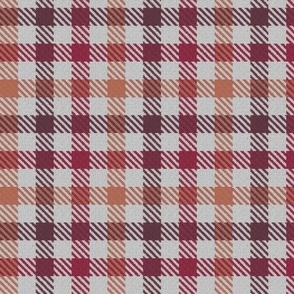 Tricolor Gingham in Peach Pink Plum Purple and Raspberry Red