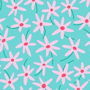 pink and blue daisies