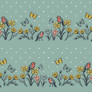 Signs of Spring with Polkadots (on Light Teal)