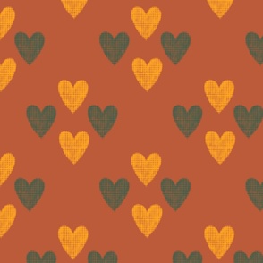 Tartan green and yellow hearts in orange