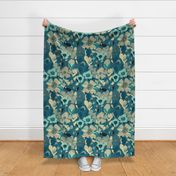 Floral flowers and petals warm aqua 23