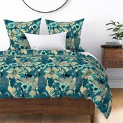 Floral flowers and petals warm aqua 23