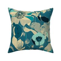 Floral flowers and petals warm aqua 23