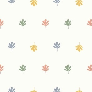 Cute Simple Leaves in Pink, Yellow and Blue