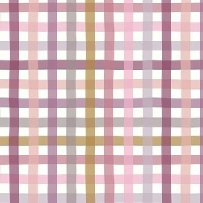 Classic gingham pattern in pastel purple and pink - small scale