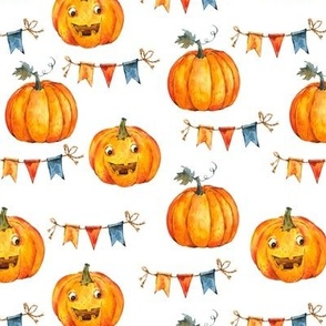 Cute Halloween pumpkine on white