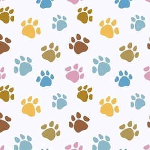 Jaguar paw print - multicolored on white background - small scale