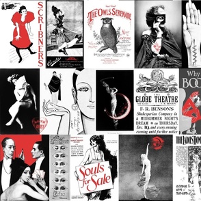 Vintage Art & Adds Mix Black White Red