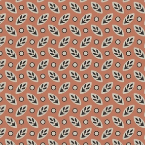 angled leaves and dots, salmon color
