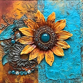 Sunflower Collage 1 Throw Pillow Panel 1