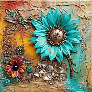 Blue Sunflower Collage 