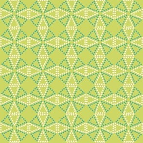 windmill dot mosaic circular geometric bright lime green medium scale