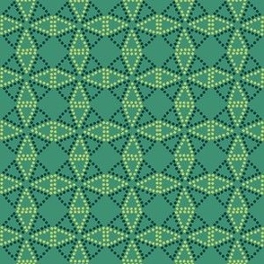 windmill dot mosaic circular geometric dark lime green small scale