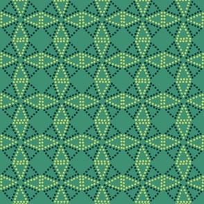 windmill dot mosaic circular geometric dark lime green medium scale