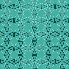 windmill dot mosaic circular geometric teal green inverted small scale