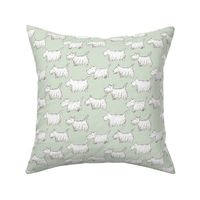 Scottie love - Scottish Terrier dogs sweet freehand sketched puppies vintage pastel mint green