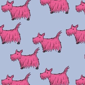 Retro Scotties - Colorful bright groovy style Scottish Terrier dogs pink blue