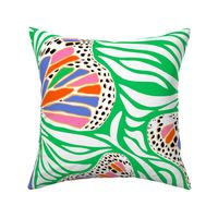 (L) Abstract Boho Butterfly Zebra - Animal Print Bright Green