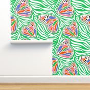 (L) Abstract Boho Butterfly Zebra - Animal Print Bright Green