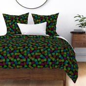 Scattered bold pi-napples - custom neon colors with blue fruits on black