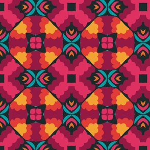 Mexican Folk Art Brightly Colored Fun Fiesta Geometric Print