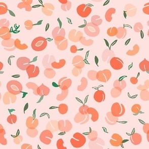Playful Peaches on Peach Stained Glass Opacity Fruit Pattern Small Scale Print