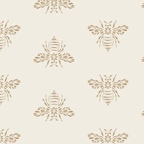 Bees |  Lion Gold on Creamy White  | Doodle Bugs