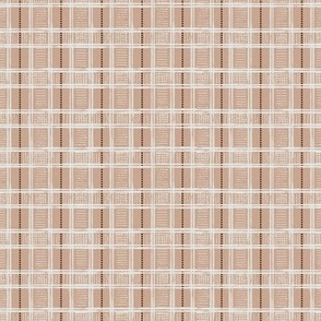 Hand-Drawn Plaid in Dusky Salmon Pink, Chocolate Brown, and Off White (MEDIUM) B23014R04A