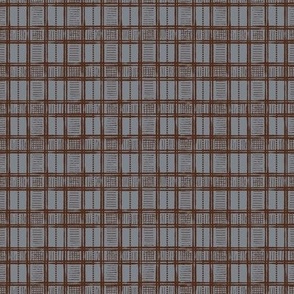 Hand-Drawn Plaid in Stormy Blue, Chocolate Brown, and Off White (MEDIUM) B23014R05D