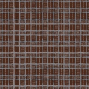 Hand-Drawn Plaid in Stormy Blue, Chocolate Brown, and Off White (MEDIUM) B23014R05E