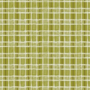 Hand-Drawn Plaid in Vintage Pea Green, Off White, and Chocolate Brown (MEDIUM) B23014R06A