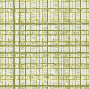 Hand-Drawn Plaid in Vintage Pea Green, Off White, and Chocolate Brown (MEDIUM) B23014R06B