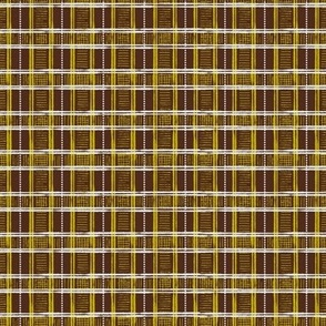 Hand-Drawn Plaid in Goldenrod Yellow, Off White, and Chocolate Brown (MEDIUM) B23014R08C