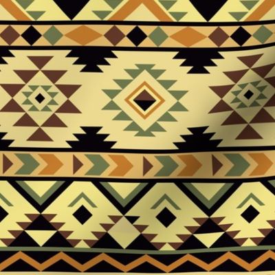 Aztec stripes - shades of yellow  and brown - medium scale